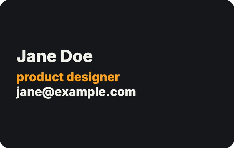 Plain back: name, title and email